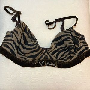 Roberto Cavalli zebra mesh underwire bra; size 34B